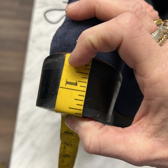 Stuart Weitzman Lug Sole Faux Fur Navy Suede Lace Up Boots Size 7.5 M - Picture 13 of 13